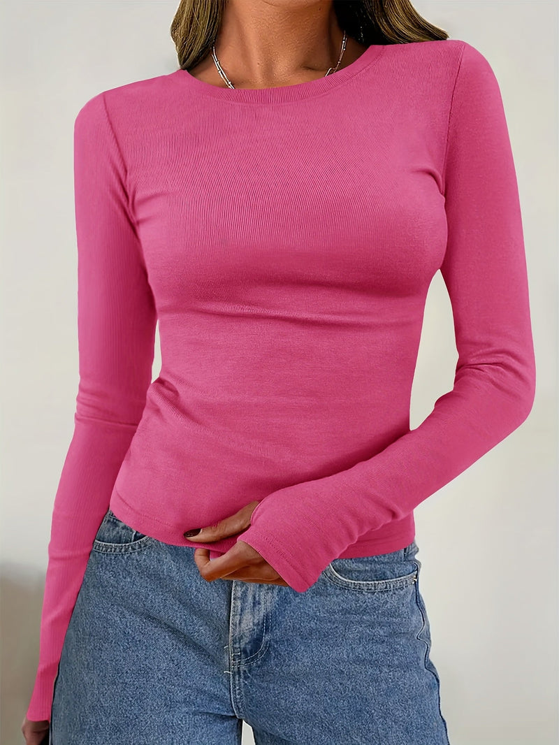 Ladies' Long Sleeve Top with Round Neck for Autumn & Winter – Vivienne