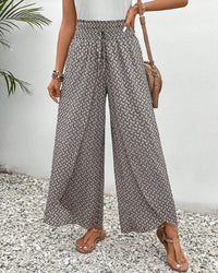 High-waisted women's trousers with geometric pattern – Sapphira