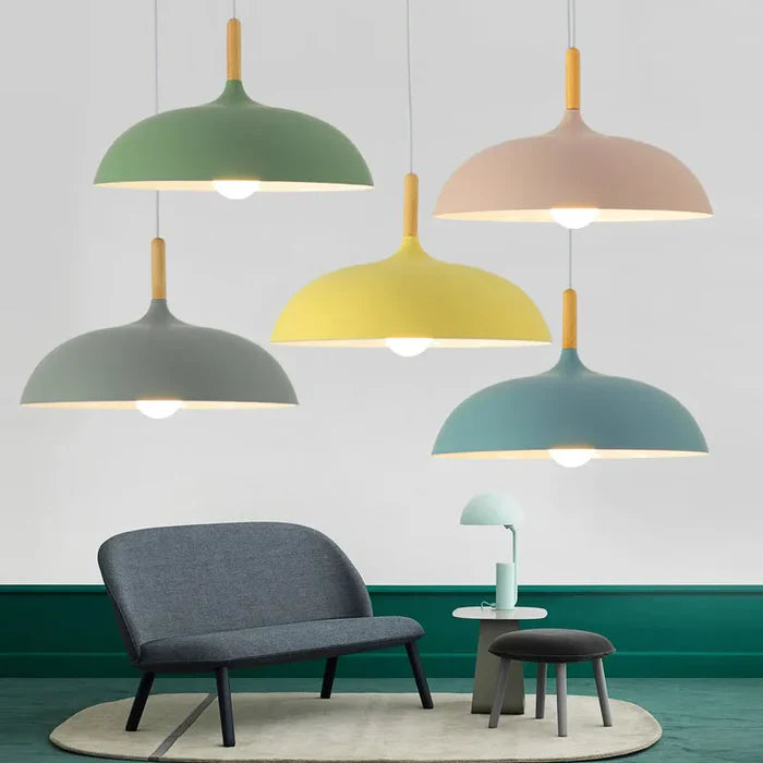 Ceiling Light in Scandinavian Oak - ScandiLuxe-Black-Warm White-dia35cm X h23cm-State of Style