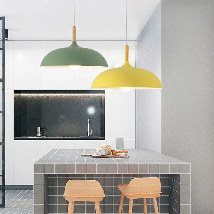 Ceiling Light in Scandinavian Oak - ScandiLuxe-Black-Warm White-dia35cm X h23cm-State of Style