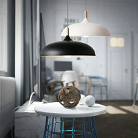 Ceiling Light in Scandinavian Oak - ScandiLuxe-Black-Warm White-dia35cm X h23cm-State of Style