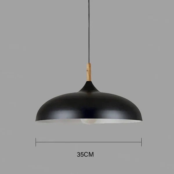 Ceiling Light in Scandinavian Oak - ScandiLuxe-Black-Warm White-dia35cm X h23cm-State of Style