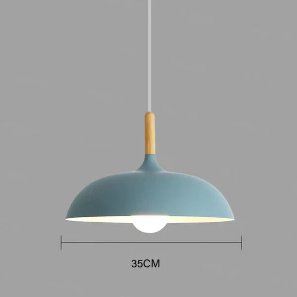 Ceiling Light in Scandinavian Oak - ScandiLuxe-Blue-Warm White-dia35cm X h23cm-State of Style