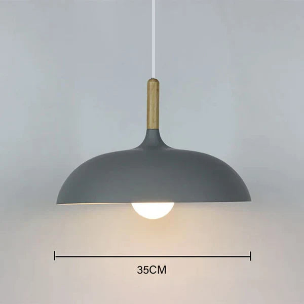 Ceiling Light in Scandinavian Oak - ScandiLuxe-Grey-Warm White-dia35cm X h23cm-State of Style