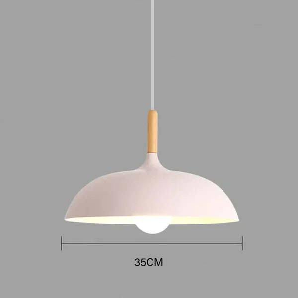 Ceiling Light in Scandinavian Oak - ScandiLuxe-Pink-Warm White-dia35cm X h23cm-State of Style