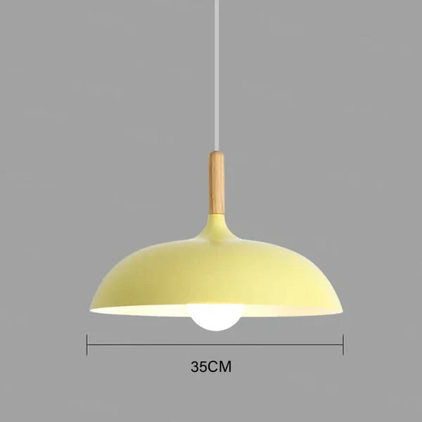 Ceiling Light in Scandinavian Oak - ScandiLuxe-Yellow-Warm White-dia35cm X h23cm-State of Style