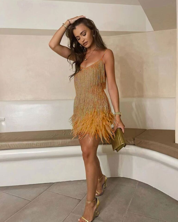 Celina Glamorous Cocktail Dress-Gold-S-State of Style