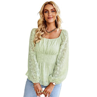 CharliesShirt I Women's Puff Sleeve Blouse-Light Green-S-State of Style