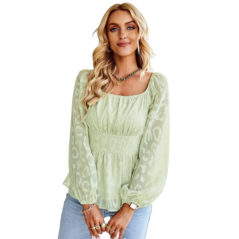 CharliesShirt I Women's Puff Sleeve Blouse-Light Green-S-State of Style