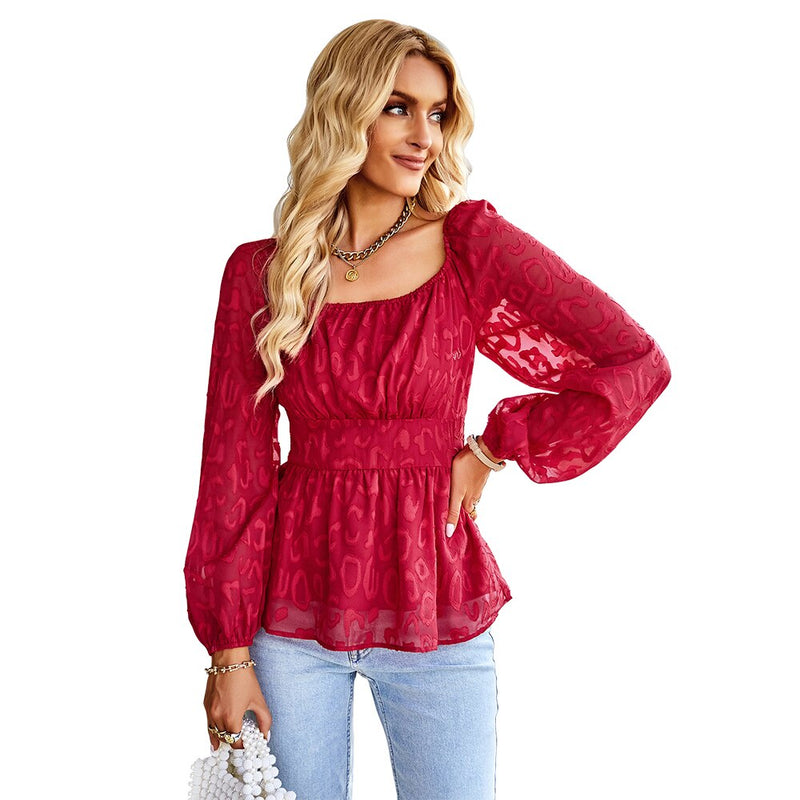 CharliesShirt I Women's Puff Sleeve Blouse-Red-S-State of Style