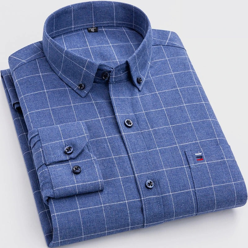 Checked Cotton Shirt - Victor-Blue-XS-State of Style