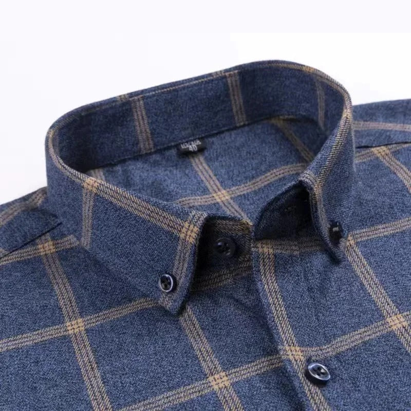 Checked Cotton Shirt - Victor-Dark Blue-XS-State of Style