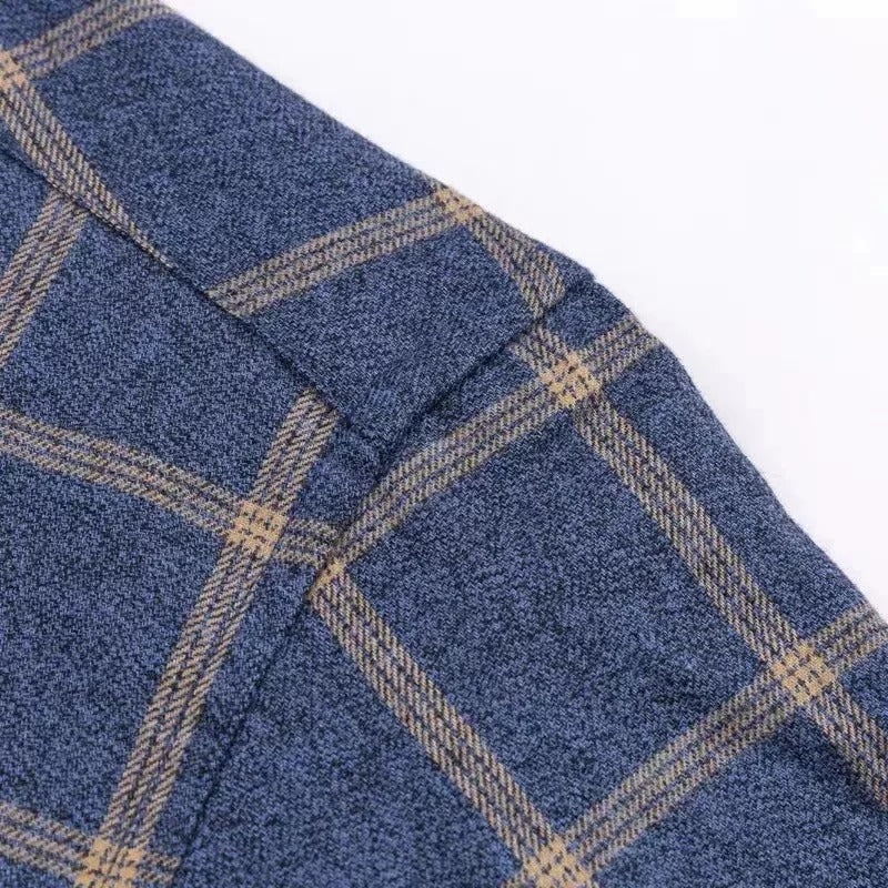 Checked Cotton Shirt - Victor-Dark Blue-XS-State of Style