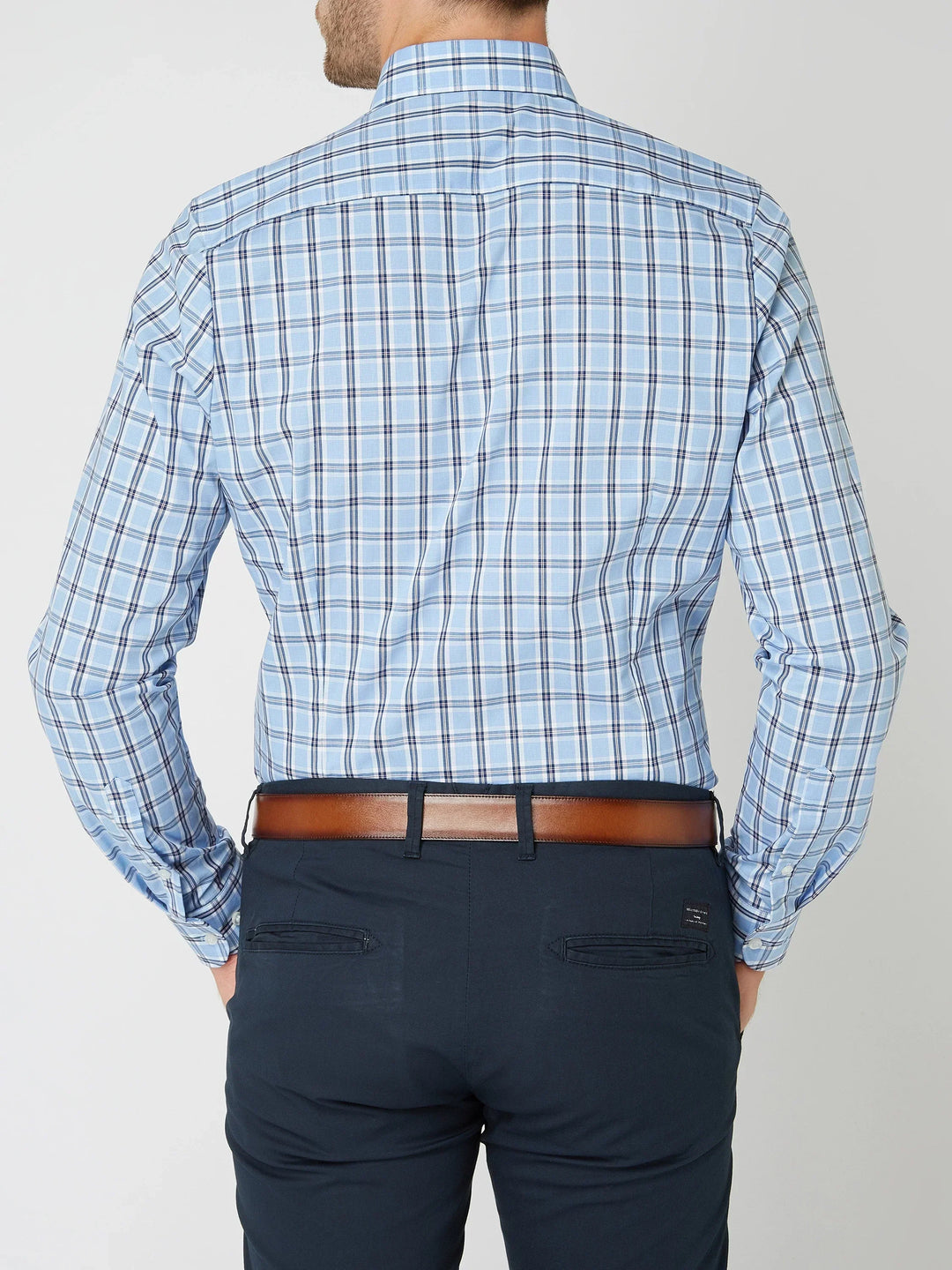 Checked Cotton Shirt - Victor-Dark Blue-XS-State of Style