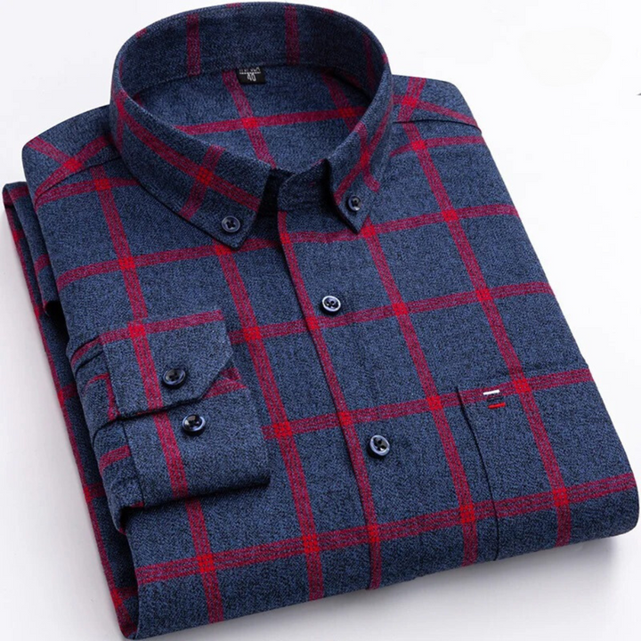 Checked Cotton Shirt - Victor-Red-XS-State of Style