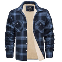 Checked Fleece-Lined Jacket - Lawson-Navy Blue-S-State of Style