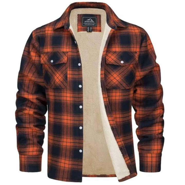 Checked Fleece-Lined Jacket - Lawson-Orange-S-State of Style