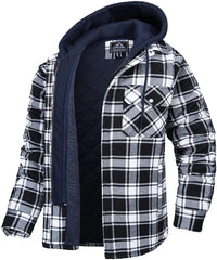 Checkered Men's Hoodie Vest with Warm Lining - Ethan-Black - White-S-State of Style