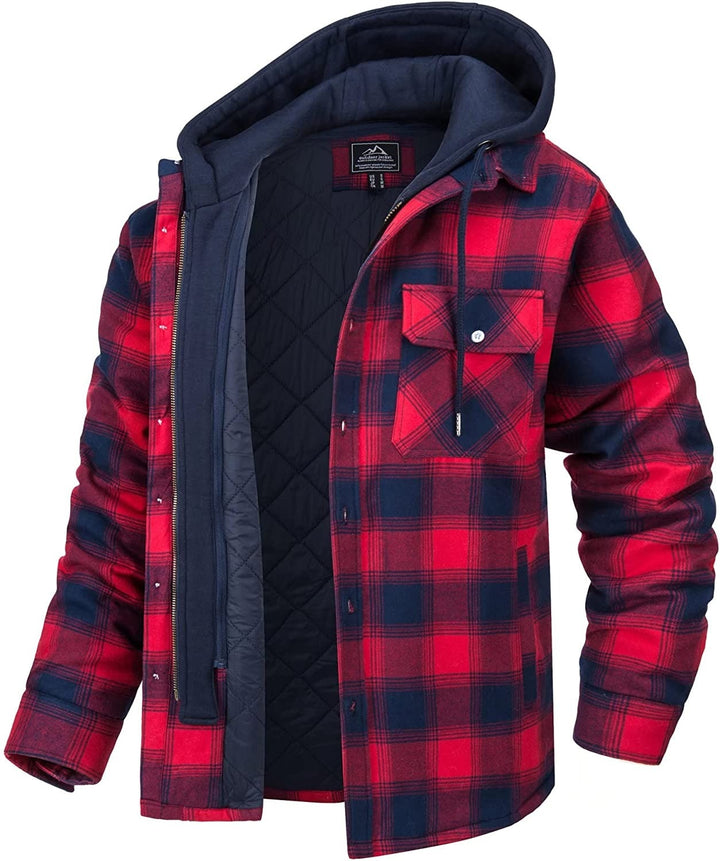 Checkered Men's Hoodie Vest with Warm Lining - Ethan-Red-S-State of Style