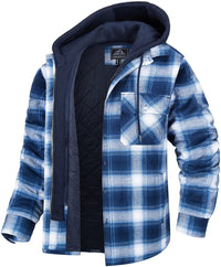 Checkered Men's Hoodie Vest with Warm Lining - Ethan-White - Light Blue-S-State of Style
