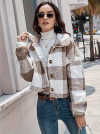 Checkered Teddy Coat with Button Closure – Clara-Brown-S-State of Style