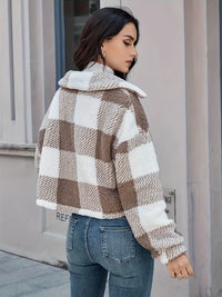 Checkered Teddy Coat with Button Closure – Clara-Brown-S-State of Style