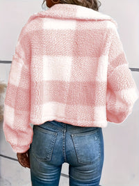 Checkered Teddy Coat with Button Closure – Clara-Brown-S-State of Style