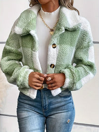 Checkered Teddy Coat with Button Closure – Clara-Brown-S-State of Style