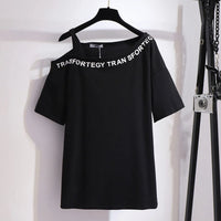 Cheeky Summer One-Shoulder Tee for Curvy Fashionistas-Black-6XL-State of Style
