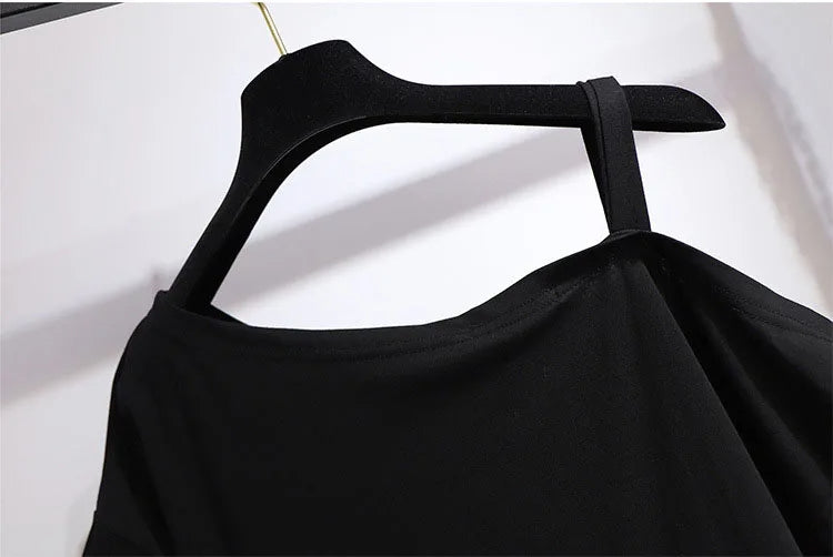 Cheeky Summer One-Shoulder Tee for Curvy Fashionistas-Red-6XL-State of Style