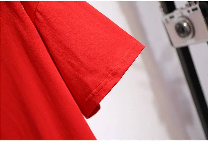 Cheeky Summer One-Shoulder Tee for Curvy Fashionistas-Red-6XL-State of Style