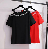 Cheeky Summer One-Shoulder Tee for Curvy Fashionistas-Red-6XL-State of Style