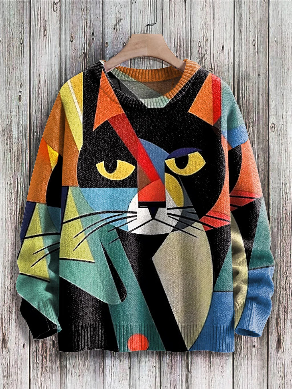 Cheerful Cat Print Sweater for Women – Cleo-Whisker-S-State of Style