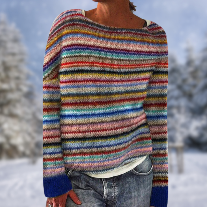 Cheerful Striped Women's Jumper - Liora-S-State of Style