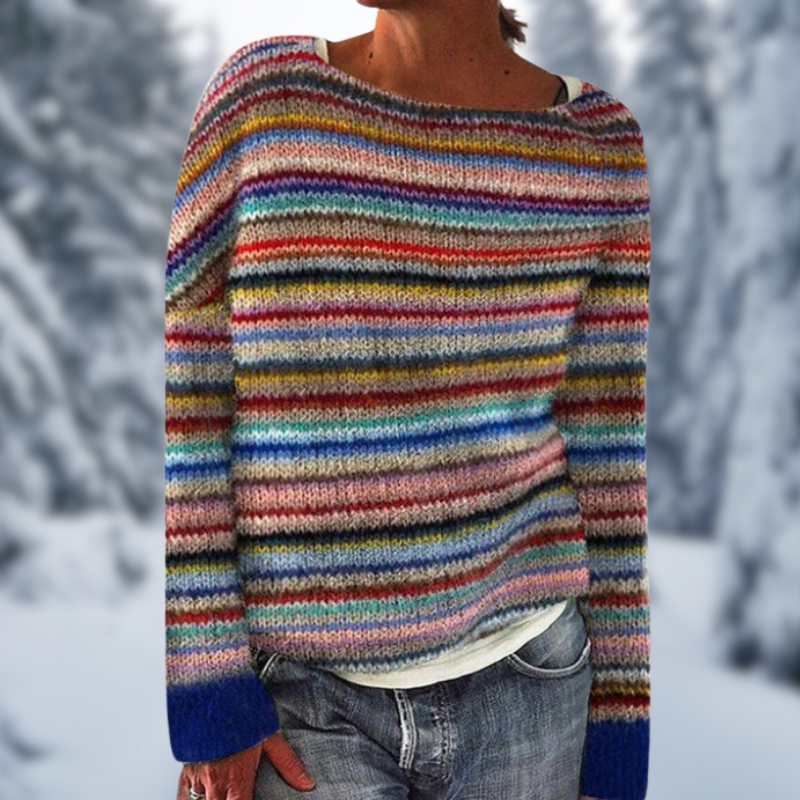 Cheerful Striped Women's Jumper - Liora-S-State of Style