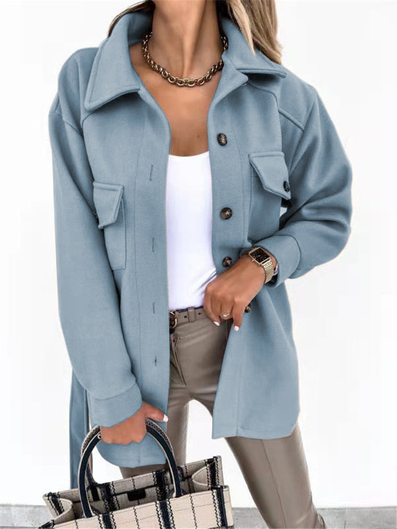 Chelsea's Jacket | Comfortable Oversized Jacket for Women-Light Blue-S-State of Style
