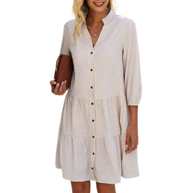 Chic Checkered Summer Dress | Casual & Comfy Style-Blue-S-State of Style