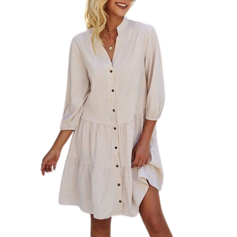 Chic Checkered Summer Dress | Casual & Comfy Style-Blue-S-State of Style