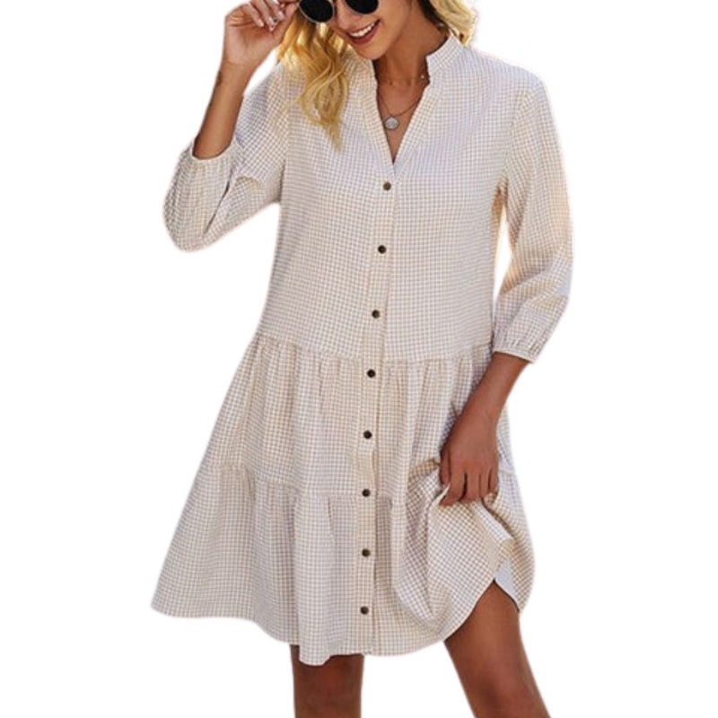 Chic Checkered Summer Dress | Casual & Comfy Style-Blue-S-State of Style