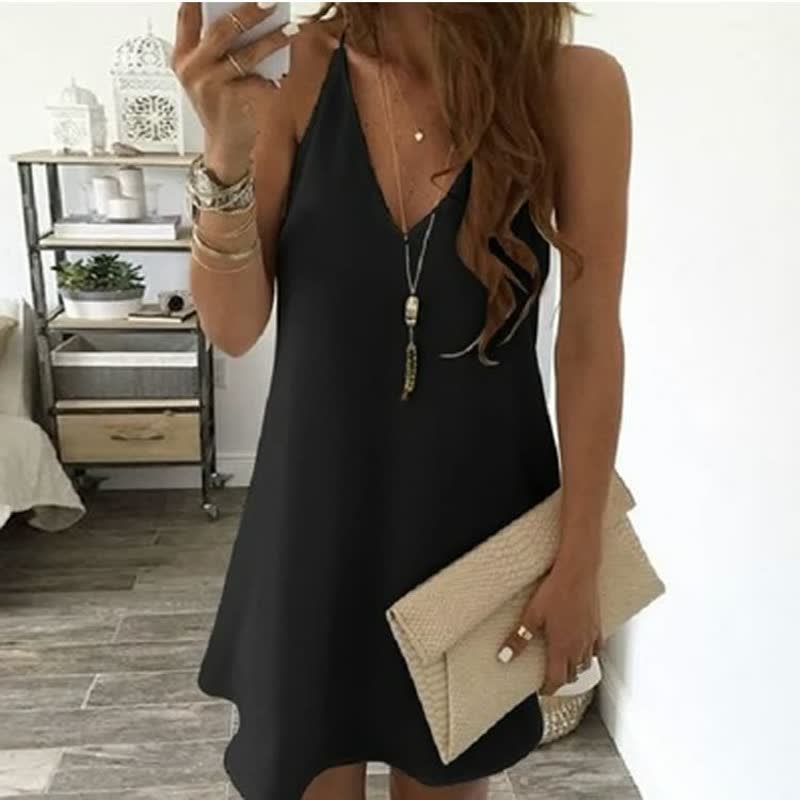 Chic Chiffon Party Dress-Black-S-State of Style