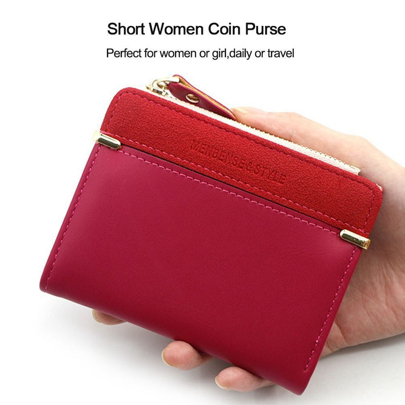 Chic Compact Mini Wallet – Stylish & Practical PU Leather Purse-Dark Pink-1-State of Style