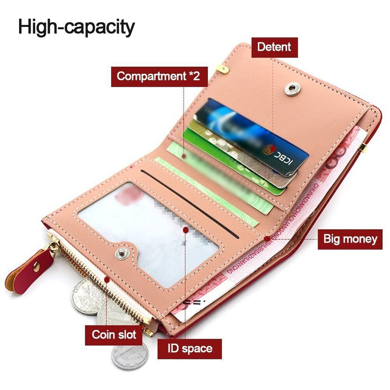 Chic Compact Mini Wallet – Stylish & Practical PU Leather Purse-Dark Pink-1-State of Style
