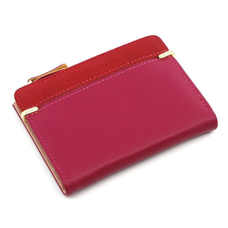 Chic Compact Mini Wallet – Stylish & Practical PU Leather Purse-Rose Red-1-State of Style