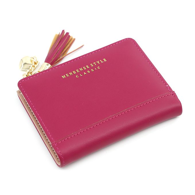 Chic Compact Mini Wallet – Stylish & Practical PU Leather Purse-Rose Red-3-State of Style