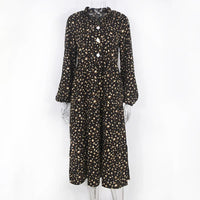 Chic Long-Sleeve Leopard Print Dress-Black-S-State of Style
