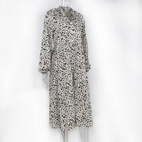 Chic Long-Sleeve Leopard Print Dress-White-S-State of Style