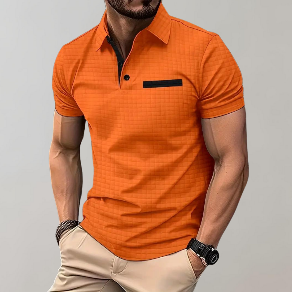 Chic Men's Polo Shirt - Classic Elegance-Orange-S-State of Style