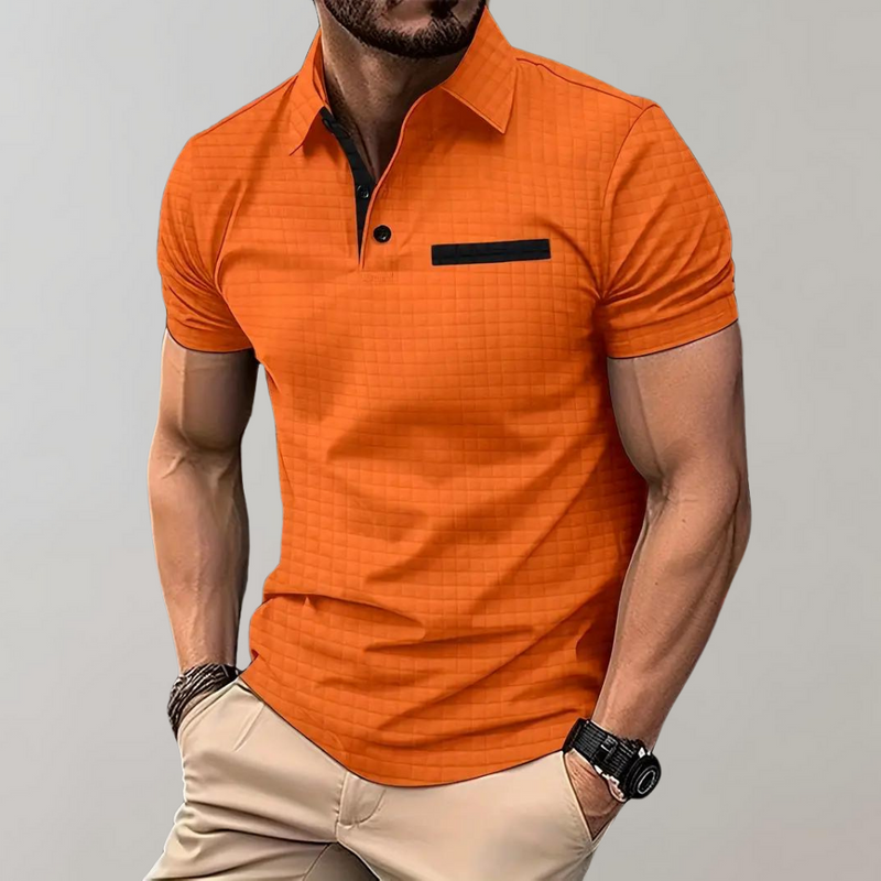 Chic Men's Polo Shirt - Classic Elegance-Orange-S-State of Style