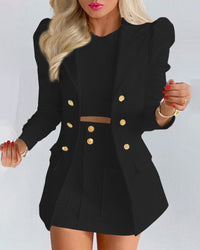 Chic Two-Piece Set | Blazer and Skirt | Elegant Office Wear-Black-S-State of Style