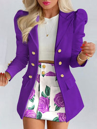 Chic Two-Piece Set | Blazer and Skirt | Elegant Office Wear-Purple-S-State of Style